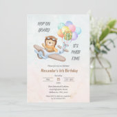 Pilot Teddy Bear Birthday Invitation Kaart (Staand voorkant)