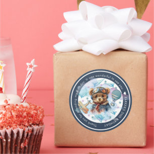 Pilot Teddy Bear Verjaardag-Baby shower gepersonal Ronde Sticker