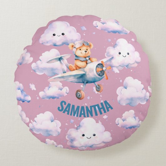 Pilot Teddy Pillow Rond Kussen (Voorkant)