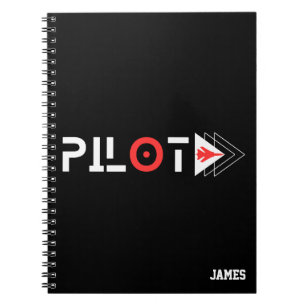 Pilot Typografie & Jet Vliegtuig, Minimalistisch,  Notitieboek