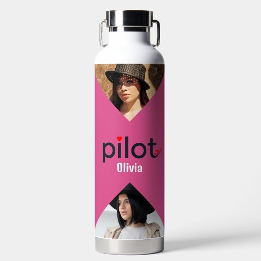 Pilot typografie, minimalistisch modern gepersonal waterfles (Voorkant)