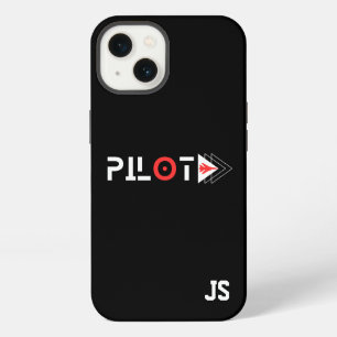 Pilot-typografie & straalvliegtuig, Monogram, Eenv iPhone 13 Hoesje