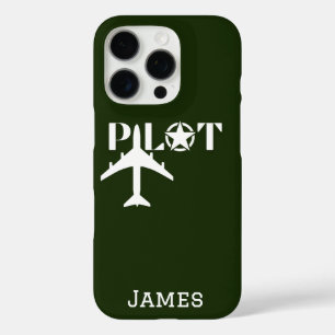 Pilot Typografie & Vliegtuig Minimalist Personalis iPhone 16 Pro Hoesje