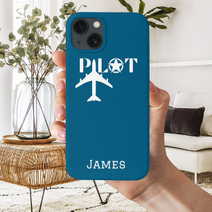 Pilot Typografie & Vliegtuig Minimalist Personalis iPhone 13 Hoesje