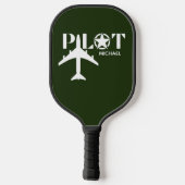 Pilot Typography & Airplane Funny Personalized Pickleball Paddle (Achterkant)