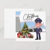 Pilot Uniform met Kerstmis thema Feestdagenkaart (Voorkant / Achterkant)