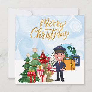 Pilot Uniform met Kerstmis thema Feestdagenkaart