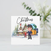 Pilot Uniform met Kerstmis thema Feestdagenkaart (Staand voorkant)