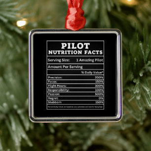 Pilot voedingsfeiten – Grappig Aviation Cadeauontw Metalen Ornament