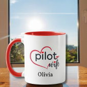 Pilot Wife Heart Airplane Romantic Custom Birthday Mok