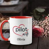 Pilot Wife Heart Airplane Romantic Custom Birthday Mok
