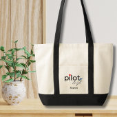 Pilot Wife Script Heart Airplane Simple Custom Tote Bag