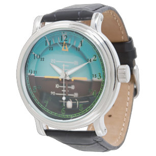 Piloten Altimeter Black  Leather Watch Horloge