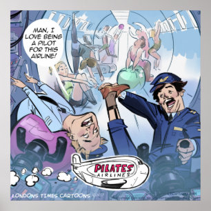 Piloten Pilates Airlines Grappige Rick Londen Post Poster