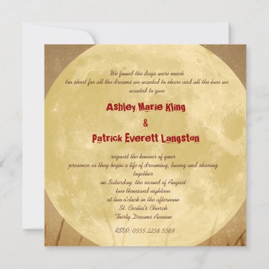 Pilotez-moi au faire-part de mariage de lune (Dos)