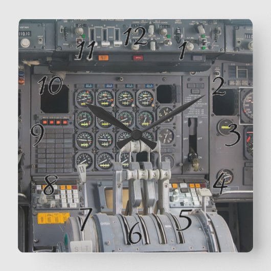 Pilots Cockpit Vierkante Klok (Voorkant)