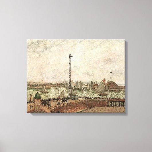 Pilot's Jetty, Le Havre, Misty van Camille Pissarr Canvas Afdruk (Voorkant)