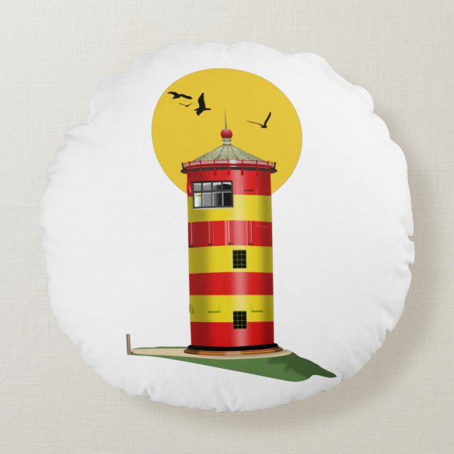 Pilsum Lighthouse Duitsland Rond Kussen (Voorkant)