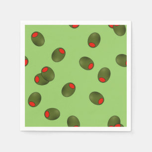Pimento Olijven over Sage Paper Napkins Servet