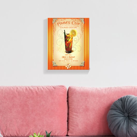 Pimm's Cup Cocktail Canvas Afdruk (Insitu (Woonkamer))