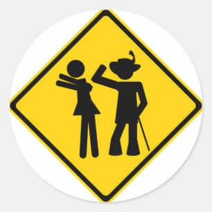 Pimp Backhand Road Sign Ronde Sticker