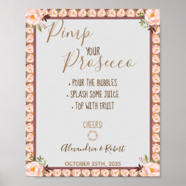 Pimp je Prosecco Roze Bloemstuk Bruiloft  Poster