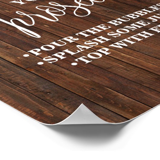 Pimp je Prosecco Western Bruiloftsfeest Bruiloft Poster (Hoek)