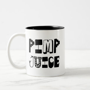 Pimp Juice Grappige Humor in Urbane Zwarte Tekst Tweekleurige Koffiemok
