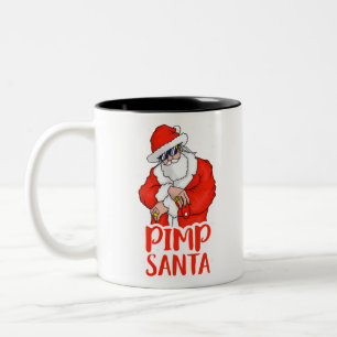 Pimp santa claus ongeschikte kerstman volwassene tweekleurige koffiemok