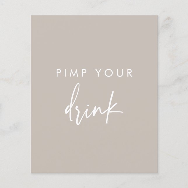 Pimp uw Drink Taupe Script Weddenschap (Voorkant)