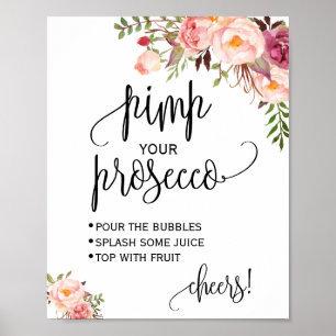 Pimp uw prosecco roze vrijgezellenfeest bord poster