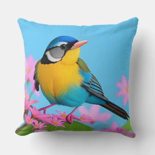 🌿 Pimpelmees Vogeltje Bloemige Tak Cadeau Voor Vo Kussen