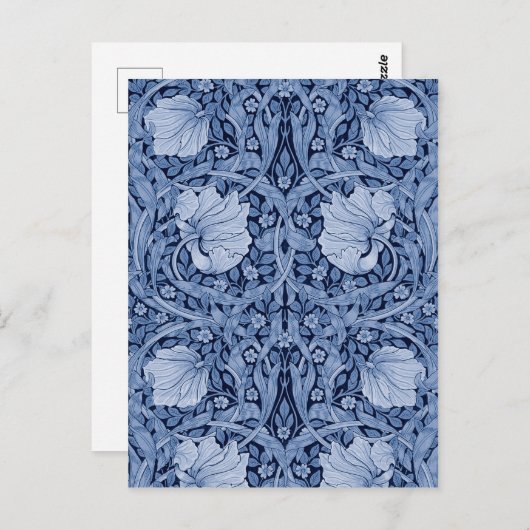 Pimpernel Blue Monotone, William Morris Briefkaart (Voorkant / Achterkant)