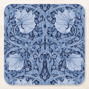 Pimpernel Blue Monotone, William Morris Vierkante Kartonnen Onderzetter
