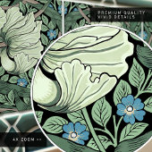 Pimpernel naadloos 1/2 William Morris Arts Crafts Tegeltje