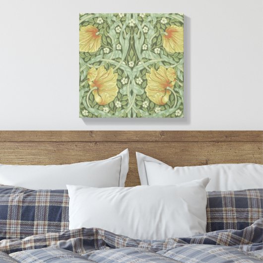 Pimpernel Pattern (door William Morris) Canvas Afdruk (Insitu (Slaapkamer))