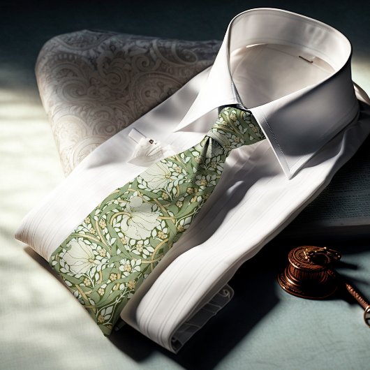 Pimpernel William Morris Green  Pattern Stropdas