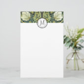 Pimpernel Yellow Flowers William Morris Monogram Briefpapier (Staand voorkant)