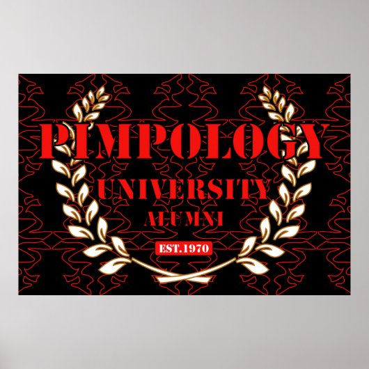 PIMPOLOGY UNIVERSITY ALUMNI 2K21 RED/BLK POSTER (Voorkant)