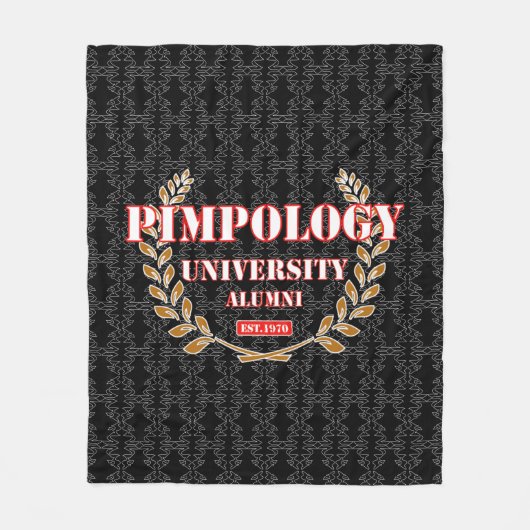 PIMPOLOGY UNIVERSITY ALUMNI 2K21 WHT/RED/GLD FLEECE DEKEN (Voorkant)