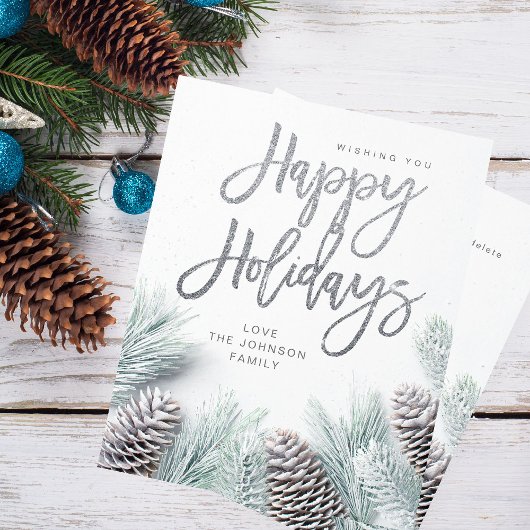 Pin à neige et feuille à budget Joyeux vacances