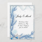 Pin bleu - Mariage de Noël d'hiver Carte menu (Devant / Derrière)