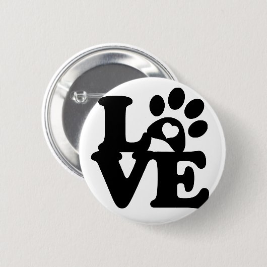 Pin Button Paw Love Dogs Heart (Voorkant /achterkant)