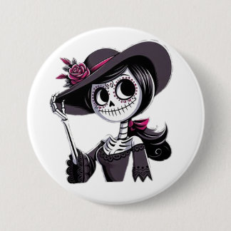PIN catrina mujer Ronde Button 7,6 Cm