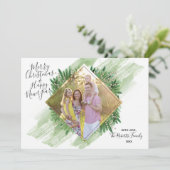 Pin centré au diamant | Carte photo de Noël (Debout devant)