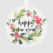 Pin d'aquarelle et Wreath Holly Bonne année (dos)