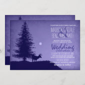 Pin de Cerf Rustique Invitations de mariage violet (Devant / Derrière)