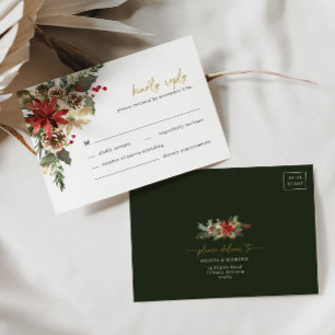 Pin de Noël Floral Mariage d'hiver Carte RSVP