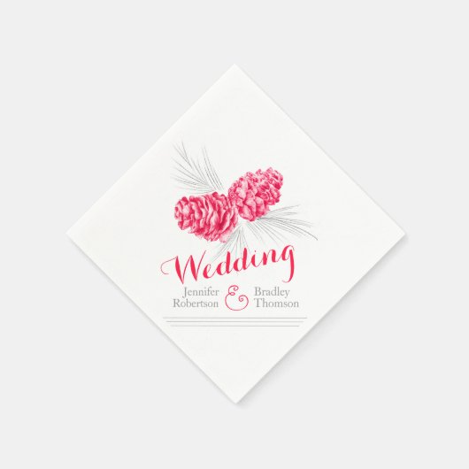 Pin d'hiver rouge art mariage serviettes en papier (Coin)
