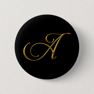 Pin Elegant Monogram Letter A. Ronde Button 5,7 Cm